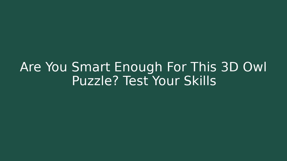 Are You Smart Enough For This 3D Owl Puzzle? Test Your Skills