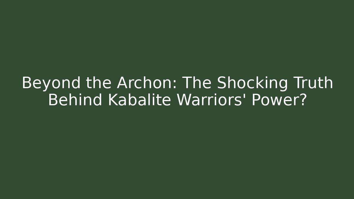 Beyond the Archon: The Shocking Truth Behind Kabalite Warriors' Power?
