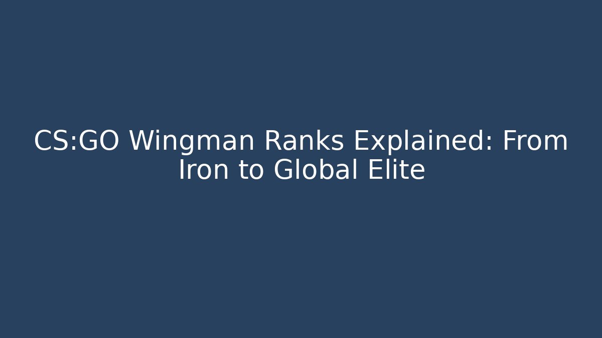 CS:GO Wingman Ranks Explained: From Iron to Global Elite