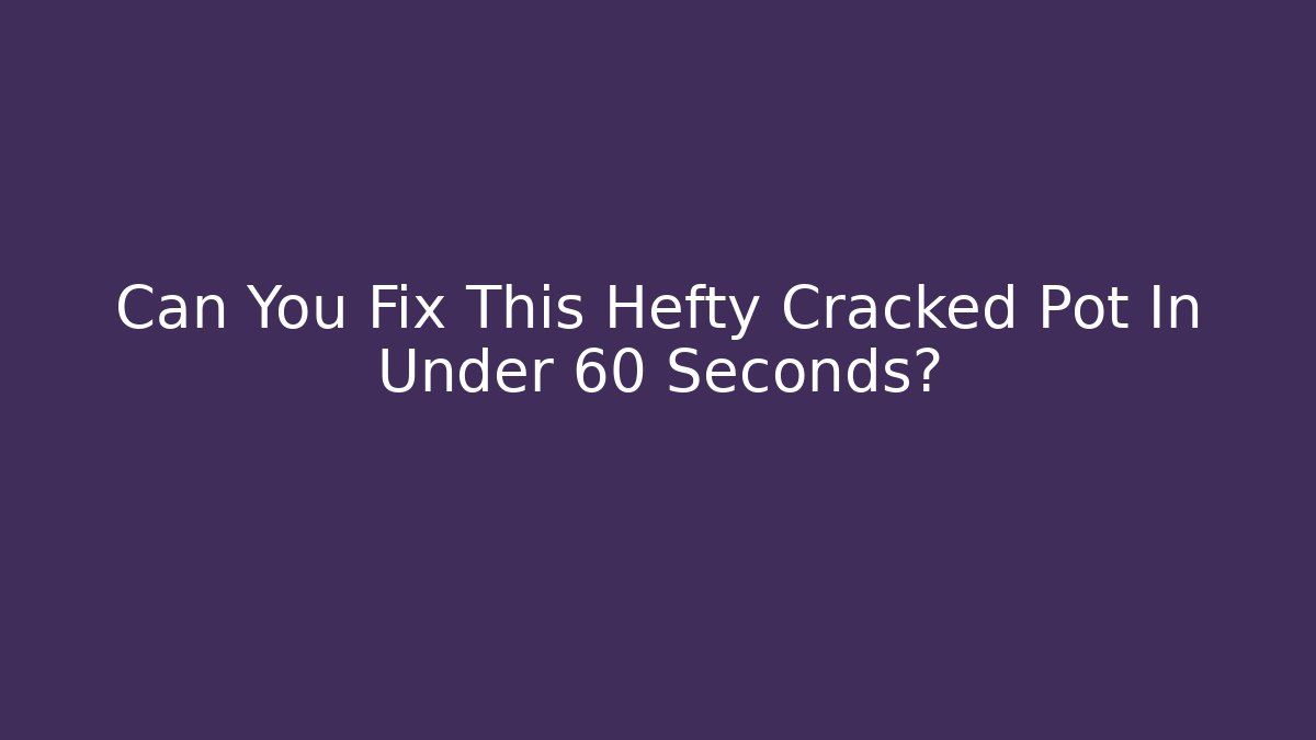Can You Fix This Hefty Cracked Pot In Under 60 Seconds?