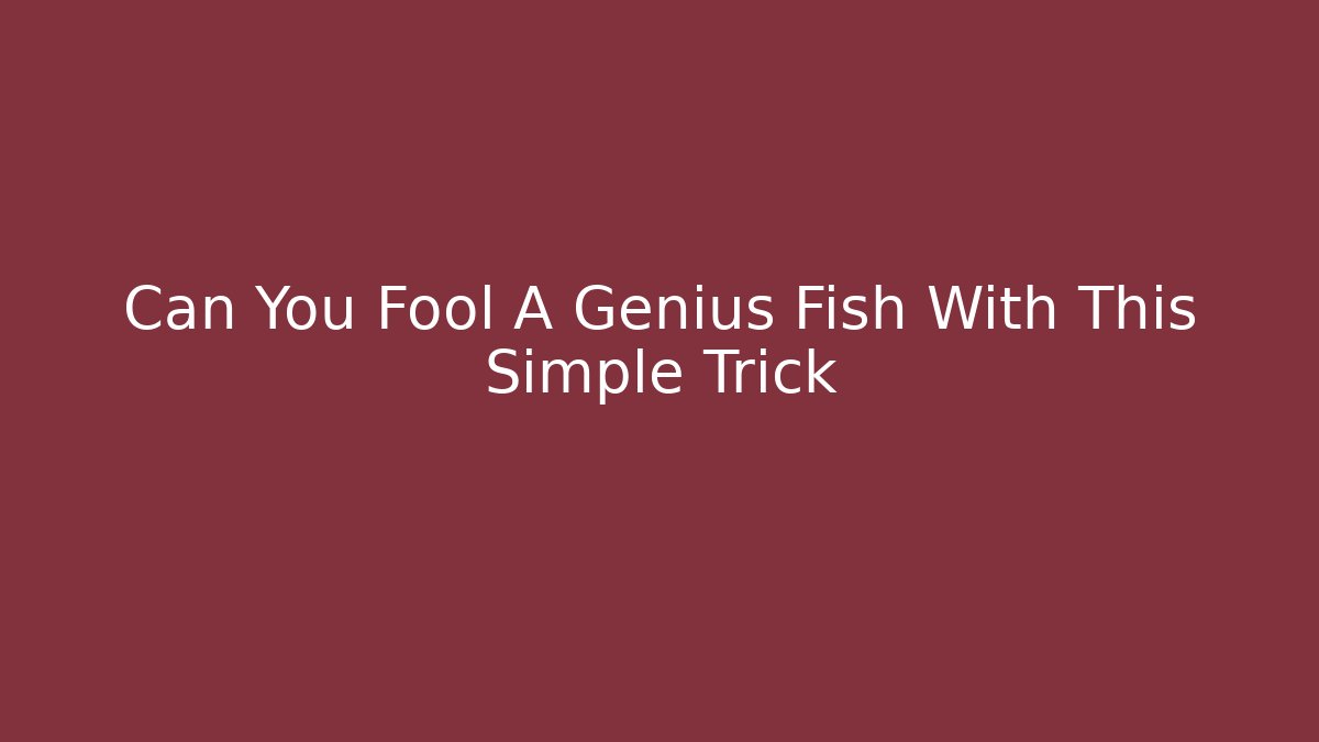 Can You Fool A Genius Fish With This Simple Trick