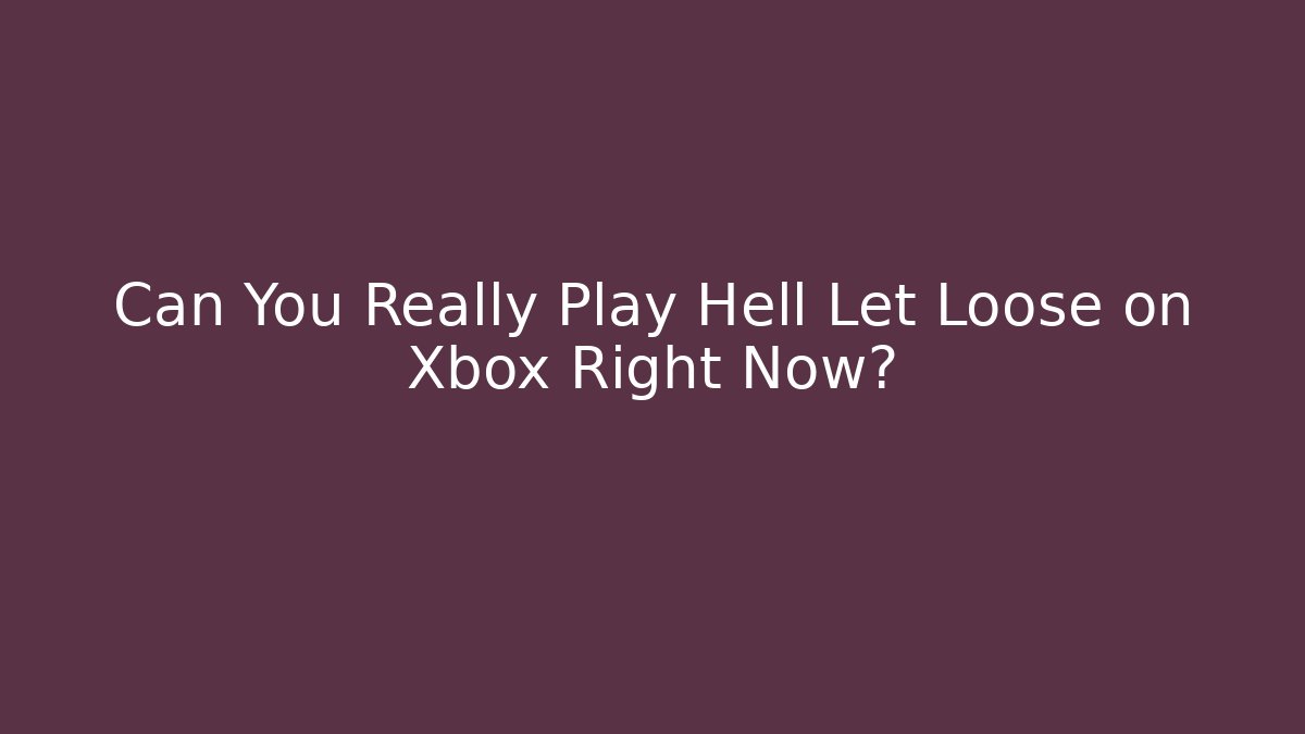 Can You Really Play Hell Let Loose on Xbox Right Now?