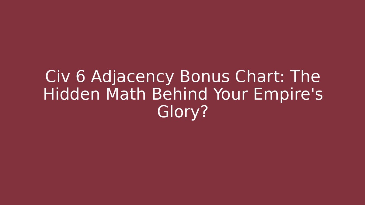 Civ 6 Adjacency Bonus Chart: The Hidden Math Behind Your Empire’s Glory?