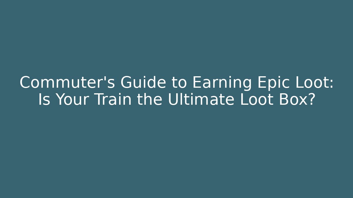 Commuter's Guide to Earning Epic Loot: Is Your Train the Ultimate Loot Box?