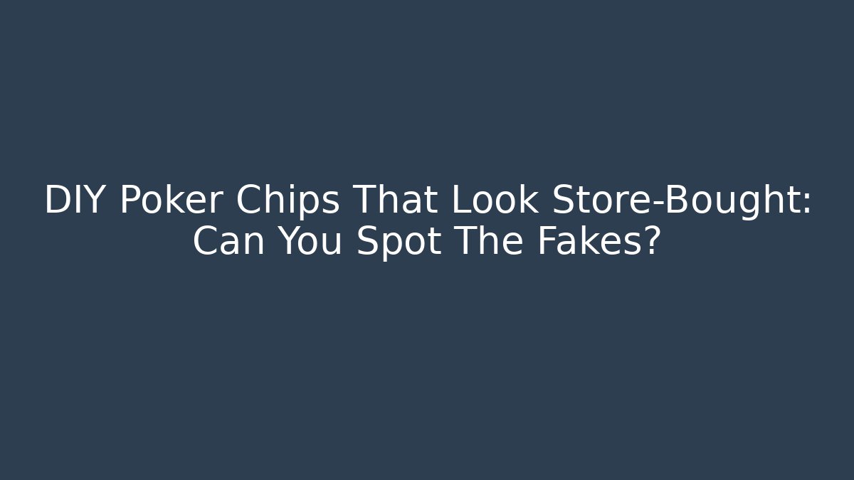 DIY Poker Chips That Look Store-Bought: Can You Spot The Fakes?
