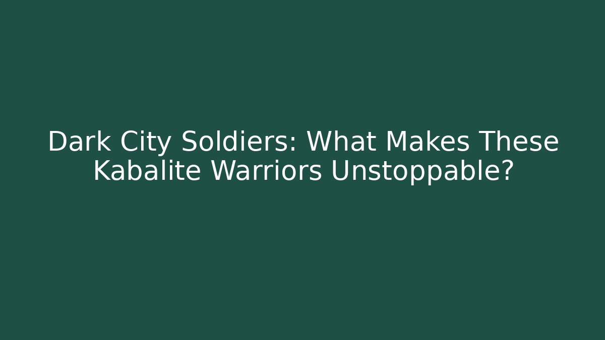 Dark City Soldiers: What Makes These Kabalite Warriors Unstoppable?