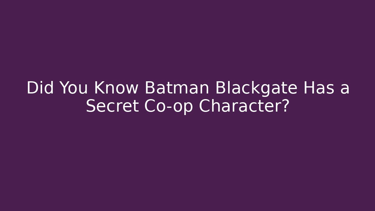 Did You Know Batman Blackgate Has a Secret Co-op Character?