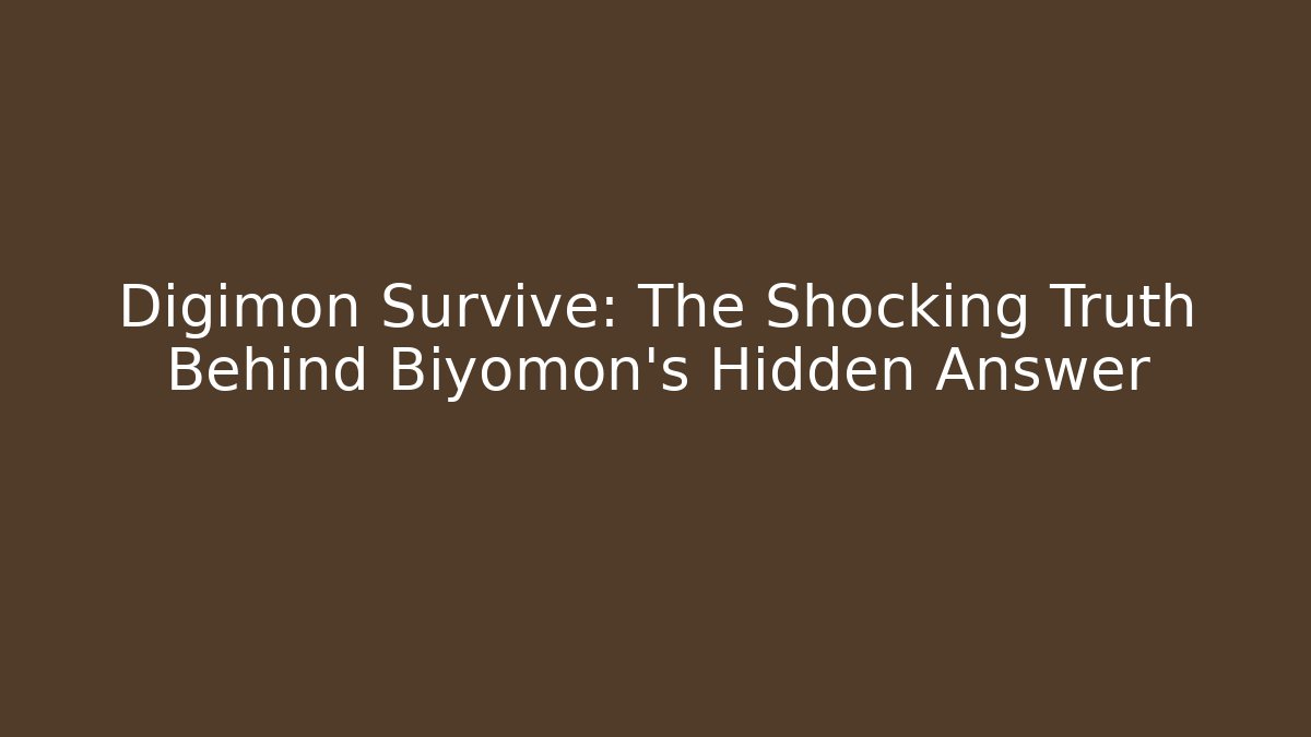Digimon Survive: The Shocking Truth Behind Biyomon's Hidden Answer - Buddy Program