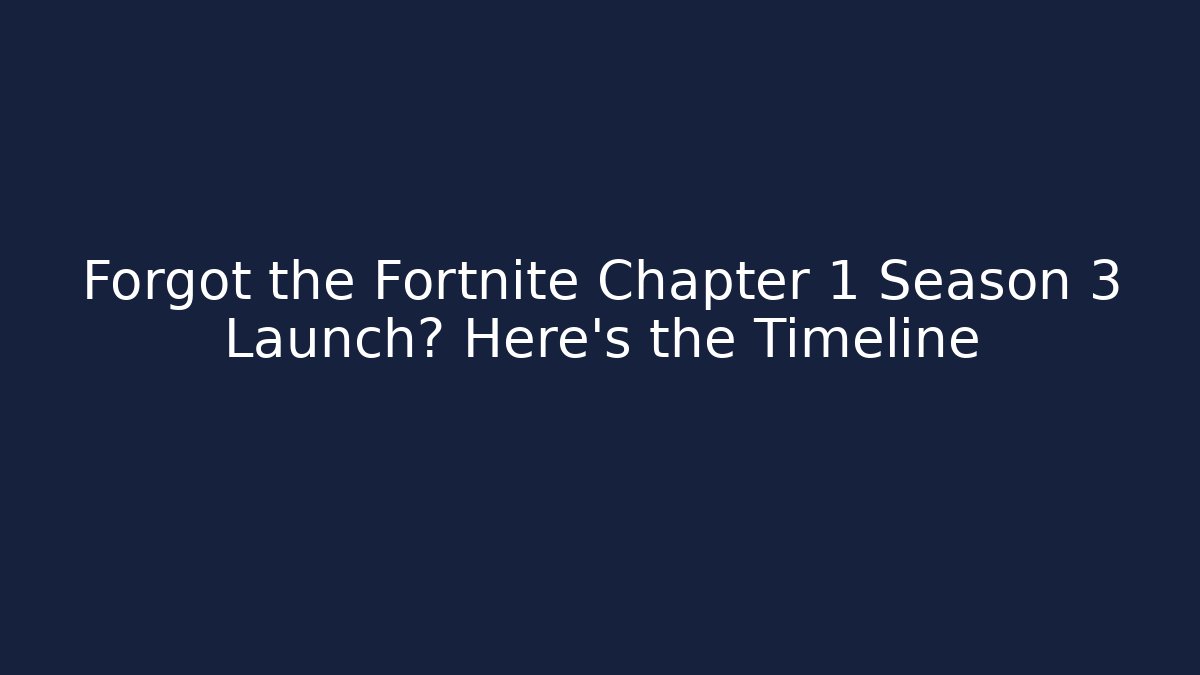 Forgot the Fortnite Chapter 1 Season 3 Launch? Here's the Timeline