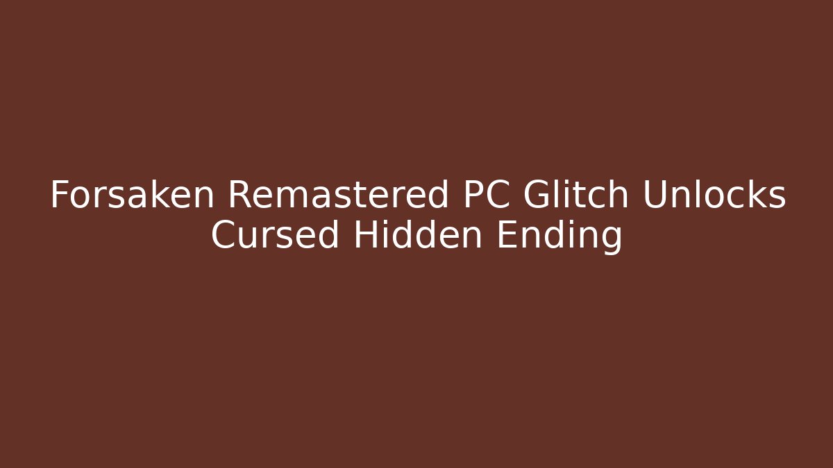 Forsaken Remastered PC Glitch Unlocks Cursed Hidden Ending - Buddy Program