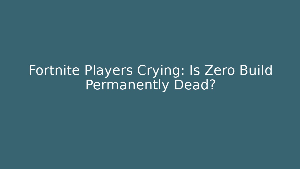 Fortnite Players Crying: Is Zero Build Permanently Dead? - Buddy Program