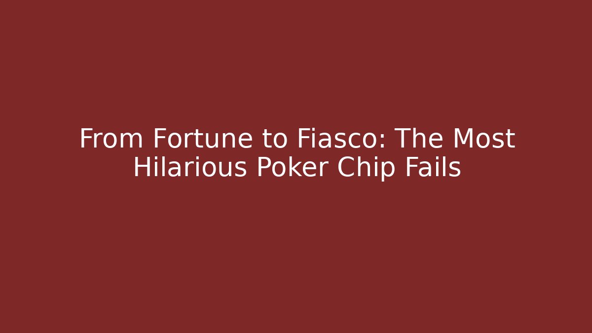 From Fortune to Fiasco: The Most Hilarious Poker Chip Fails