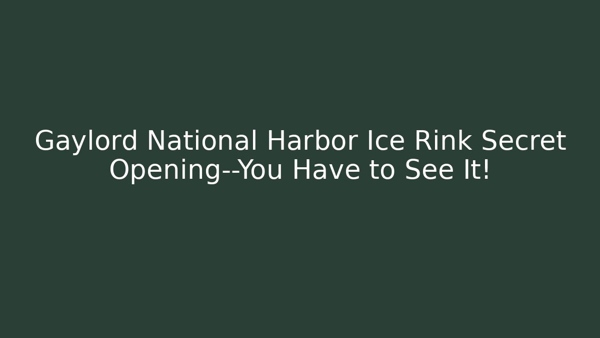 Gaylord National Harbor Ice Rink Secret Opening—You Have to See It!