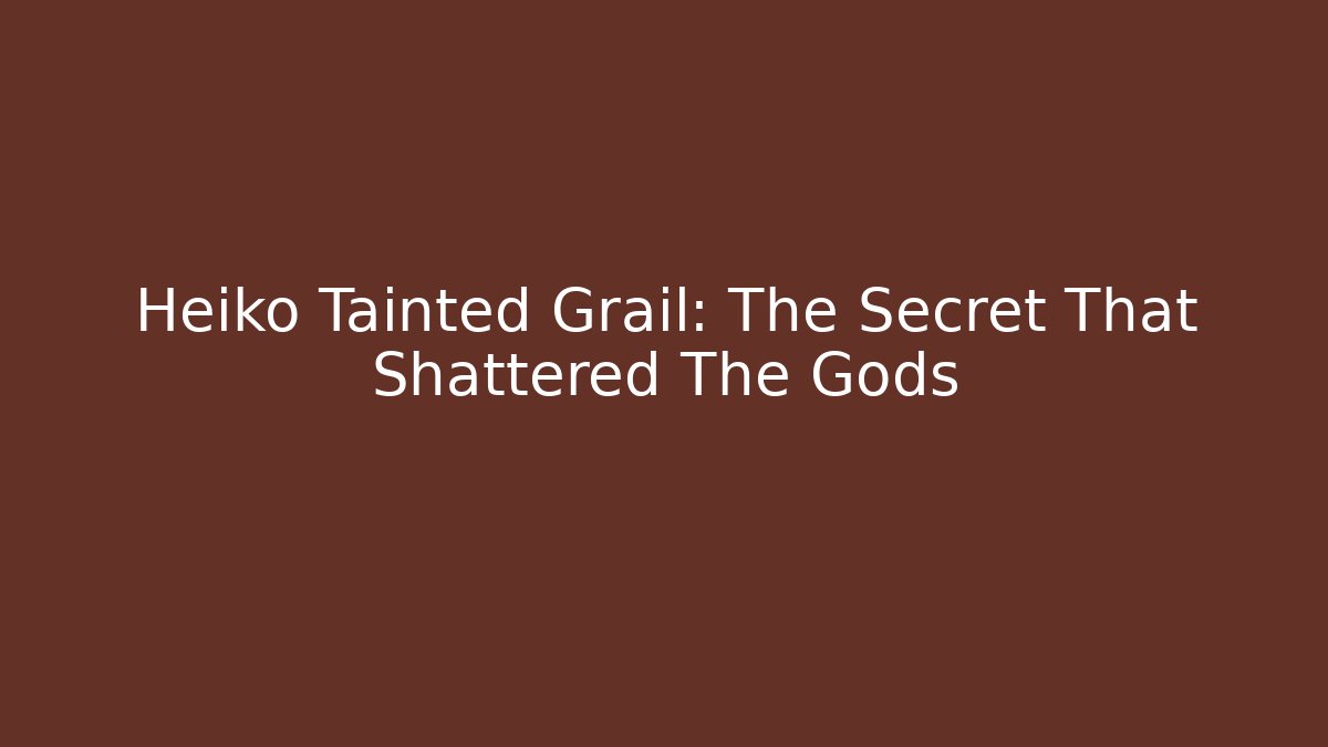 Heiko Tainted Grail: The Secret That Shattered The Gods