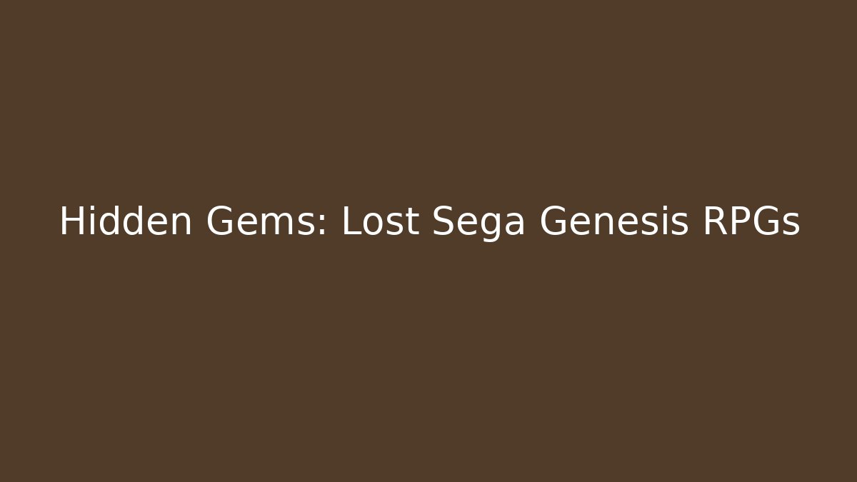 Hidden Gems: Lost Sega Genesis RPGs
