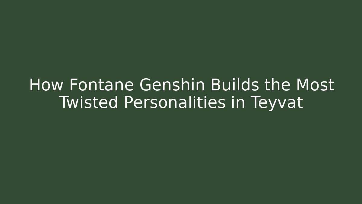 How Fontane Genshin Builds the Most Twisted Personalities in Teyvat