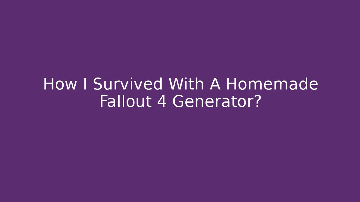 How I Survived With A Homemade Fallout 4 Generator?