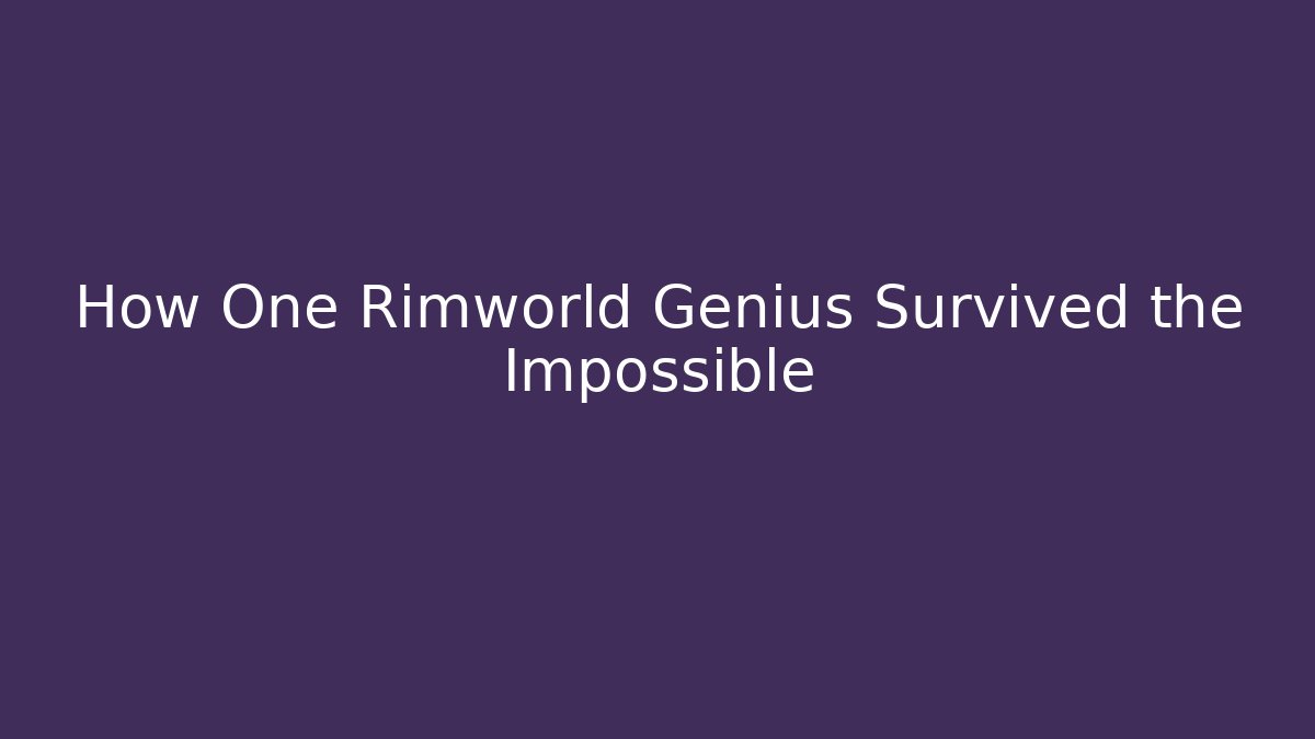 How One Rimworld Genius Survived the Impossible