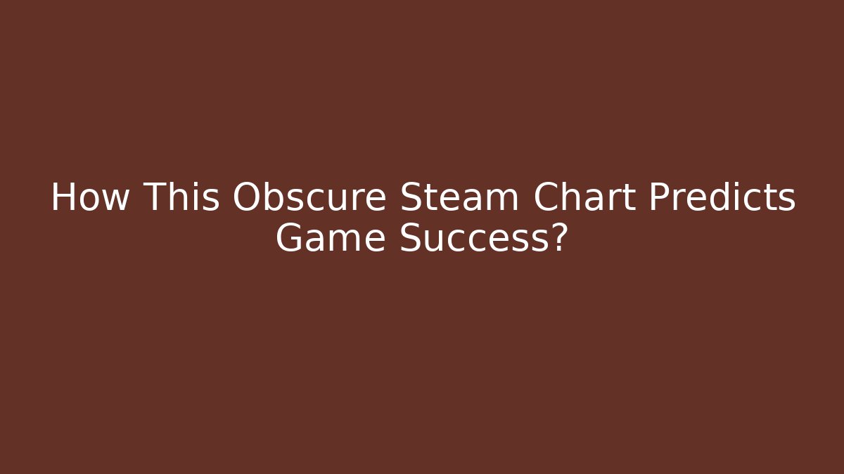 How This Obscure Steam Chart Predicts Game Success?