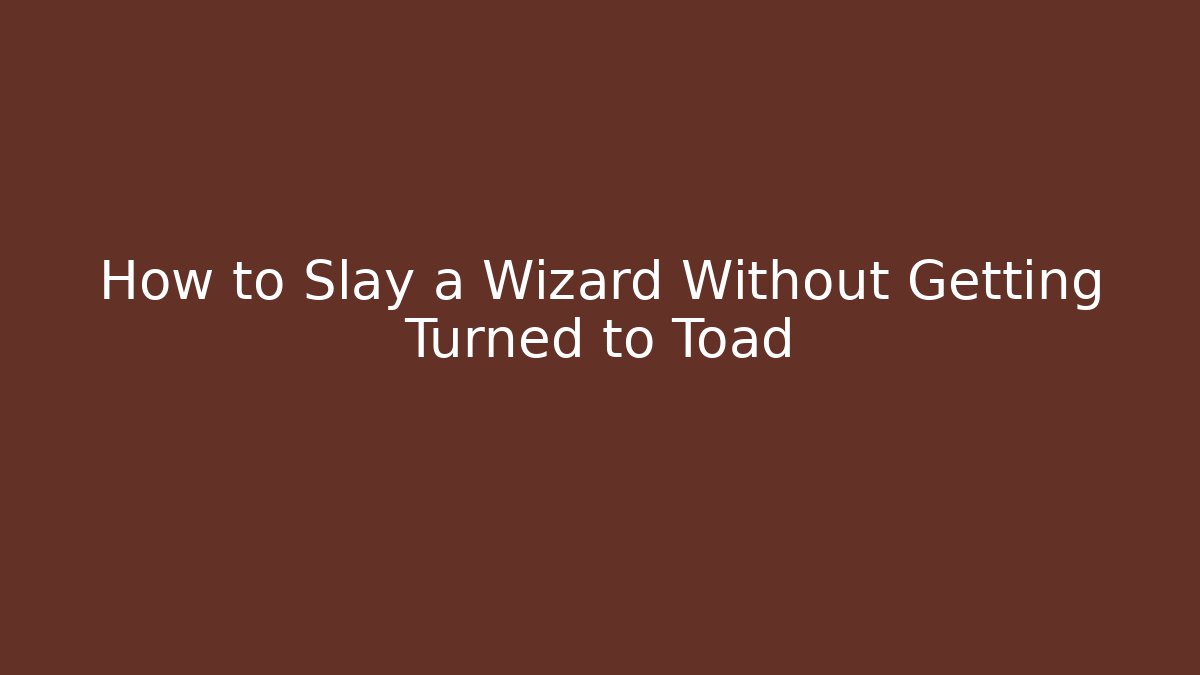 How to Slay a Wizard Without Getting Turned to Toad - Buddy Program