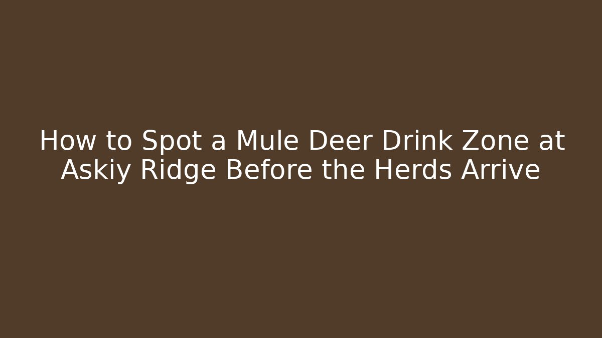 How to Spot a Mule Deer Drink Zone at Askiy Ridge Before the Herds Arrive