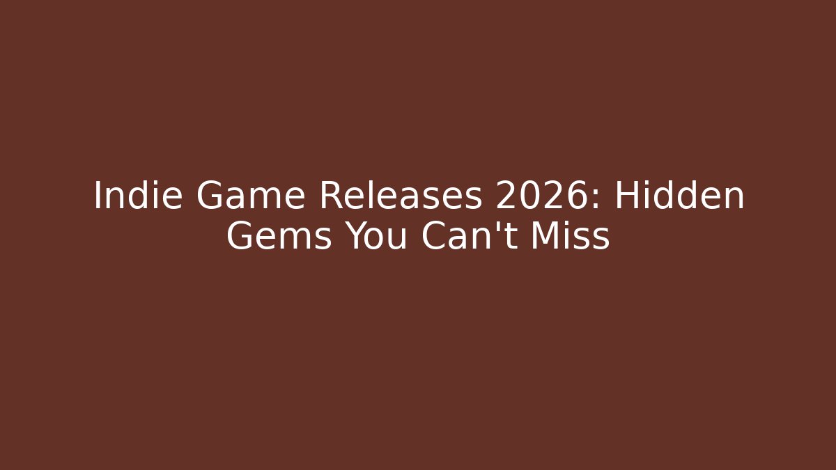 Indie Game Releases 2026: Hidden Gems You Can’t Miss