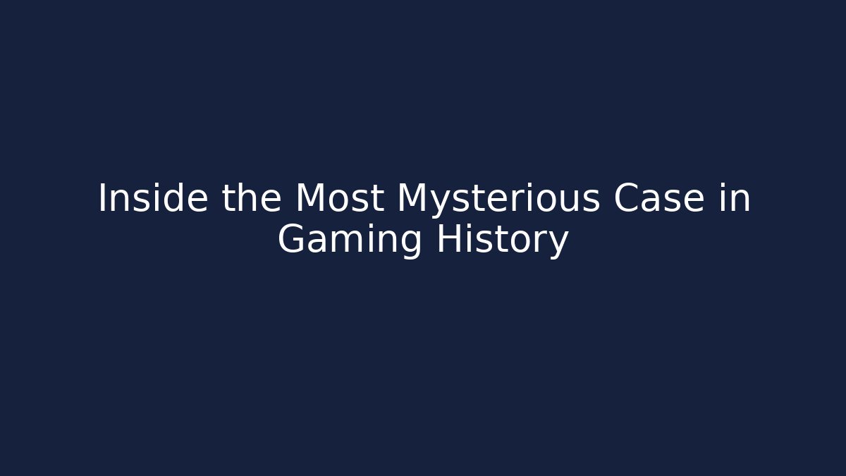 Inside the Most Mysterious Case in Gaming History