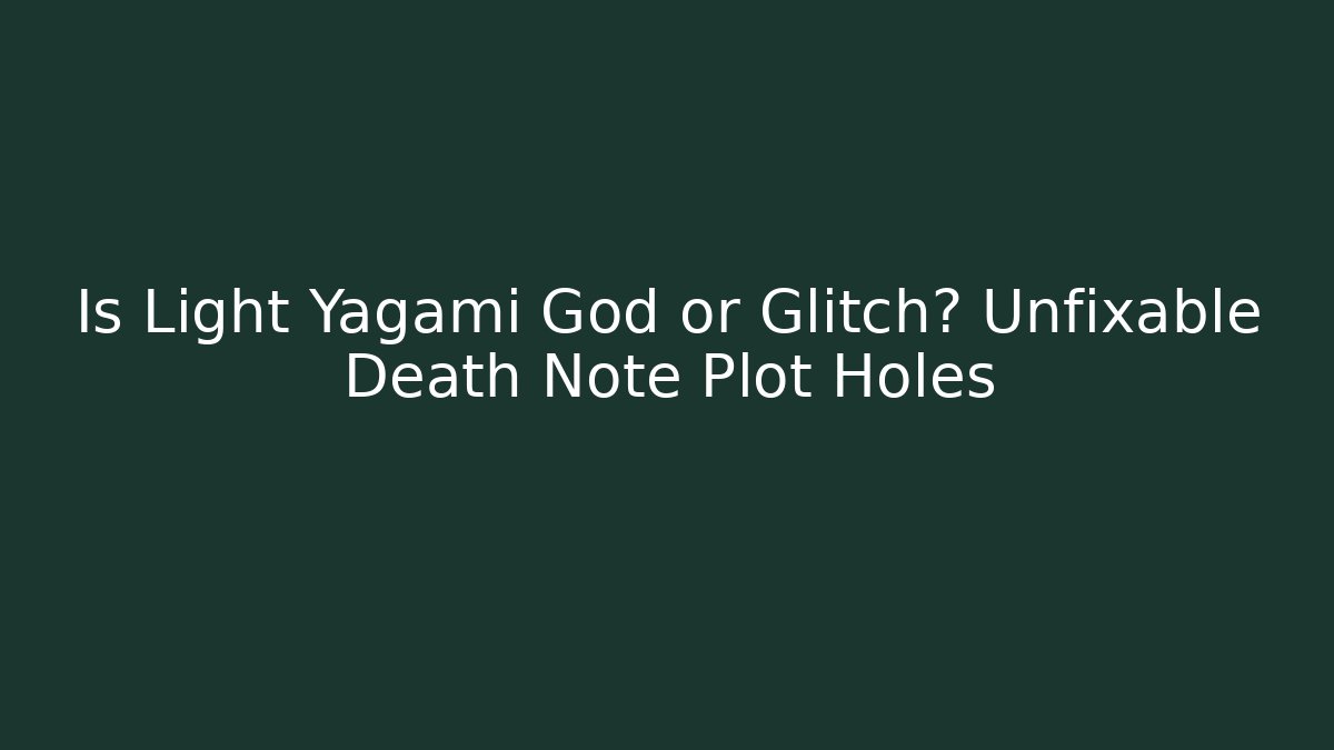 Is Light Yagami God or Glitch? Unfixable Death Note Plot Holes