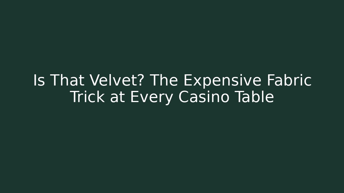 Is That Velvet? The Expensive Fabric Trick at Every Casino Table