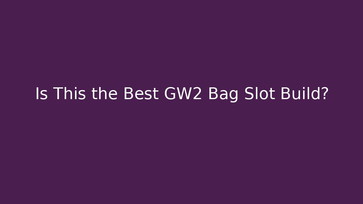 Is This the Best GW2 Bag Slot Build? - Buddy Program