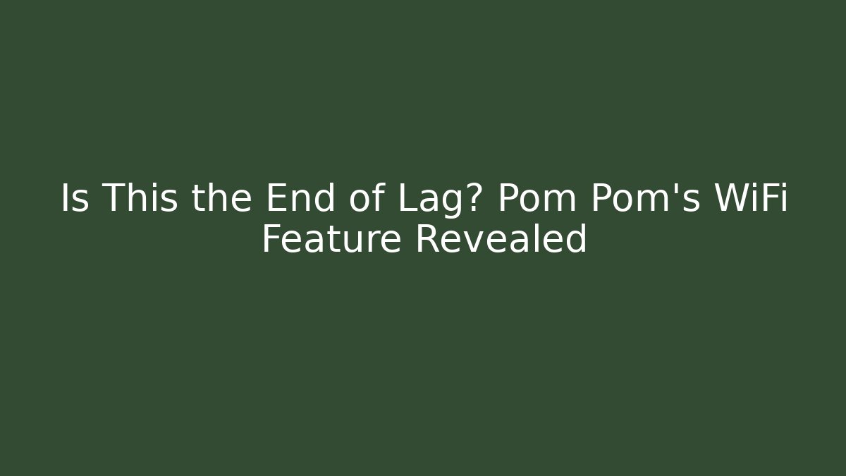Is This the End of Lag? Pom Pom’s WiFi Feature Revealed