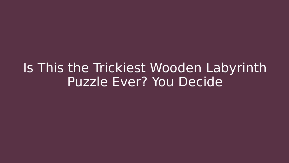 Is This the Trickiest Wooden Labyrinth Puzzle Ever? You Decide - Buddy Program