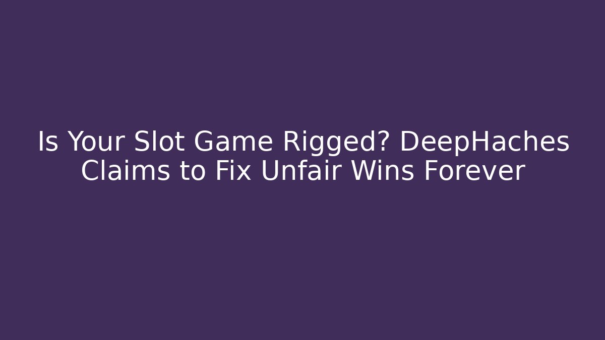 Is Your Slot Game Rigged? DeepHaches Claims to Fix Unfair Wins Forever
