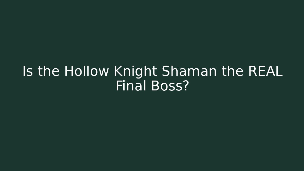 Is the Hollow Knight Shaman the REAL Final Boss?
