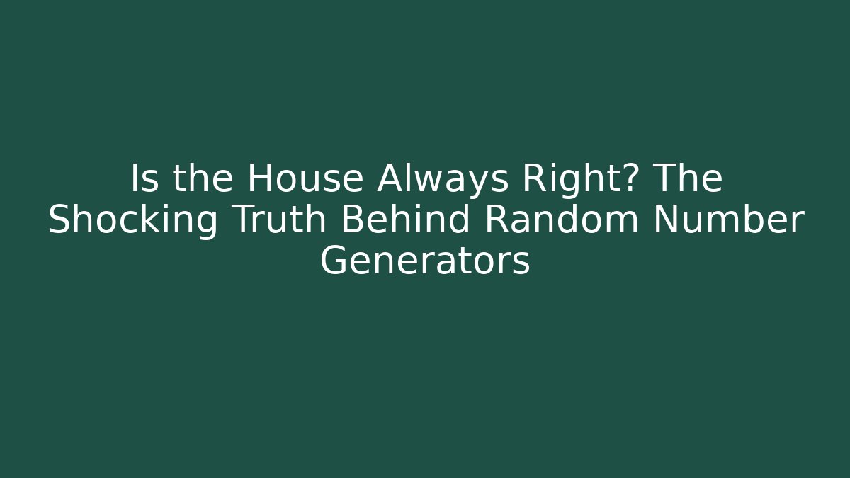 Is the House Always Right? The Shocking Truth Behind Random Number Generators
