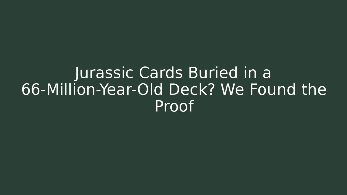 Jurassic Cards Buried in a 66-Million-Year-Old Deck? We Found the Proof