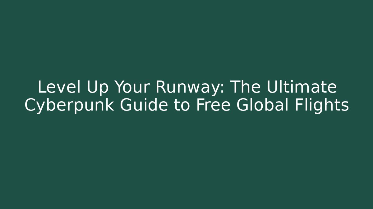 Level Up Your Runway: The Ultimate Cyberpunk Guide to Free Global Flights