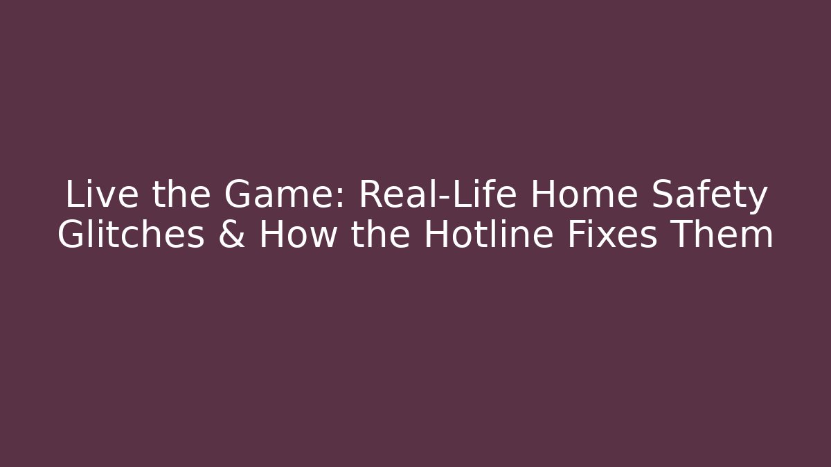 Live the Game: Real-Life Home Safety Glitches & How the Hotline Fixes Them
