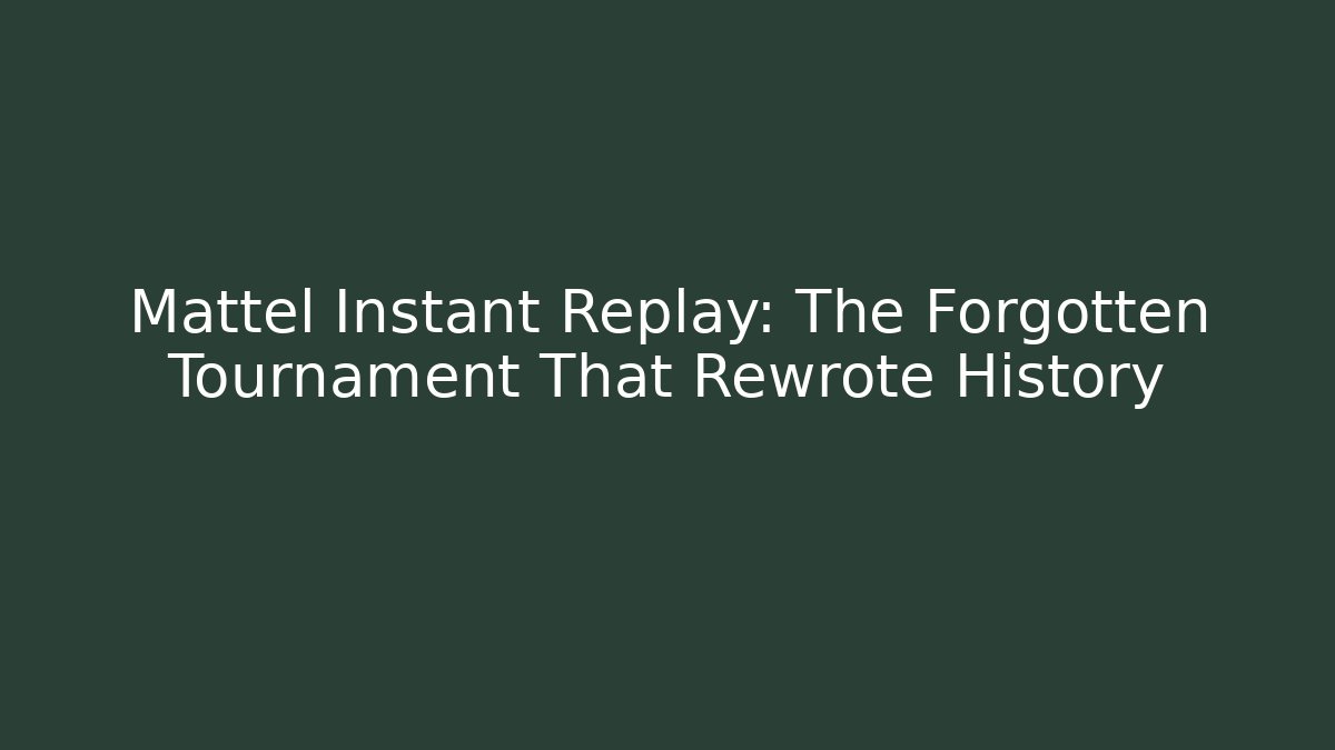 Mattel Instant Replay: The Forgotten Tournament That Rewrote History