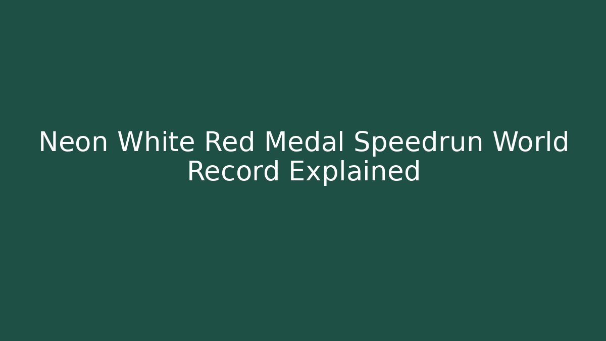 Neon White Red Medal Speedrun World Record Explained - Buddy Program