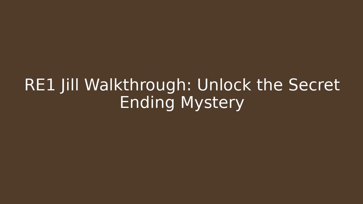 RE1 Jill Walkthrough: Unlock the Secret Ending Mystery