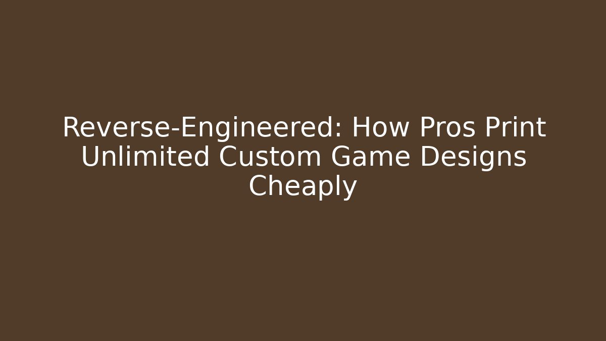 Reverse-Engineered: How Pros Print Unlimited Custom Game Designs Cheaply