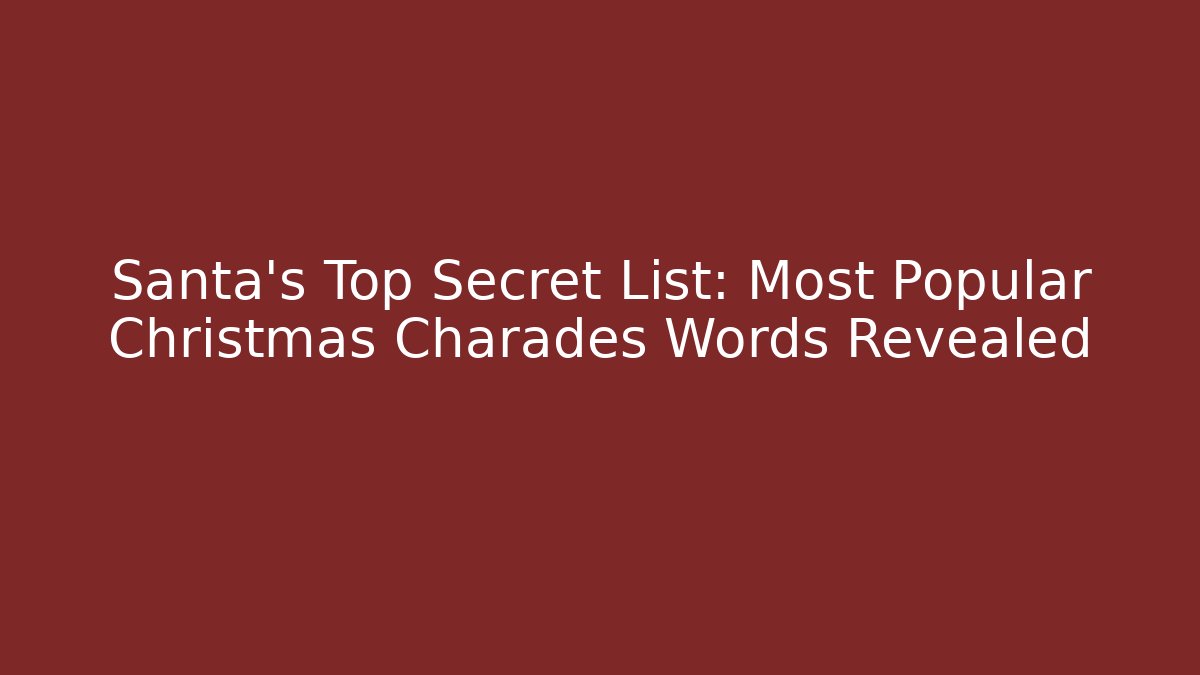 Santa’s Top Secret List: Most Popular Christmas Charades Words Revealed