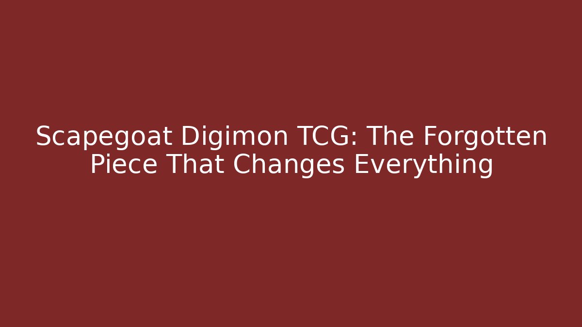 Scapegoat Digimon TCG: The Forgotten Piece That Changes Everything