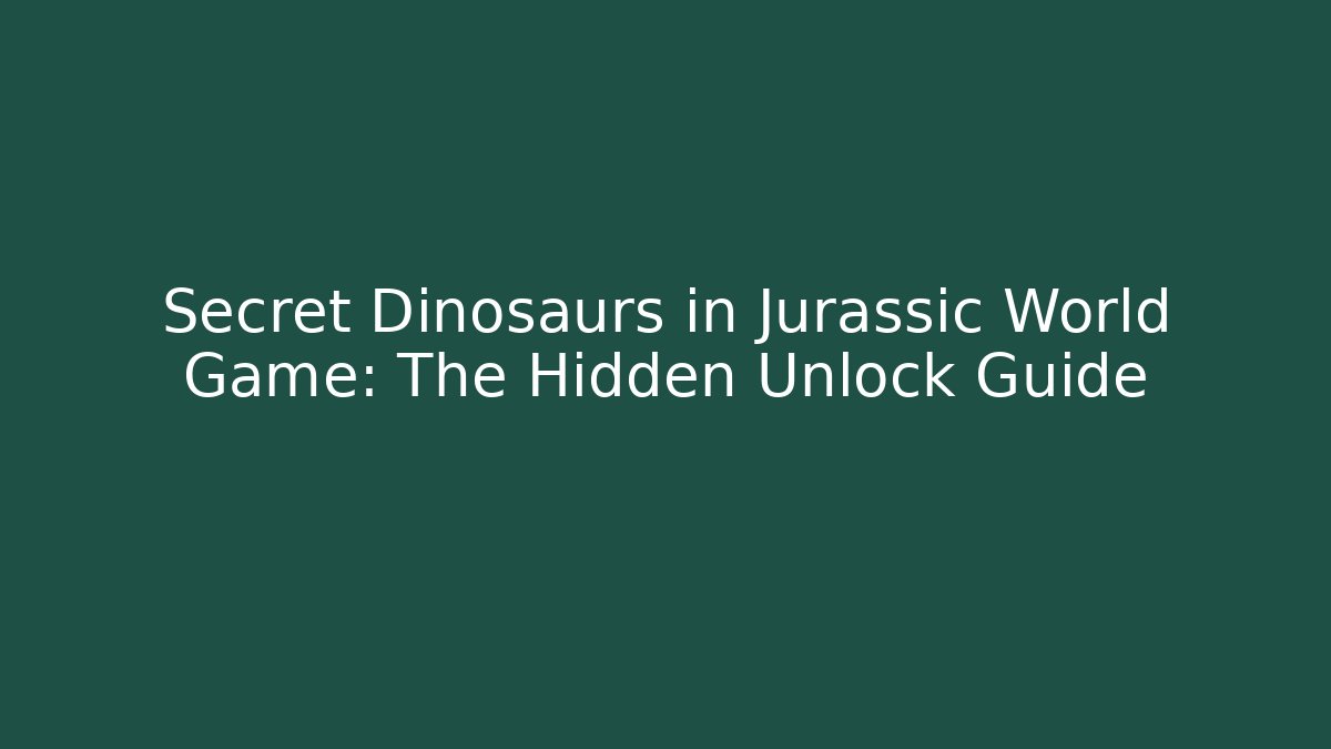 Secret Dinosaurs in Jurassic World Game: The Hidden Unlock Guide