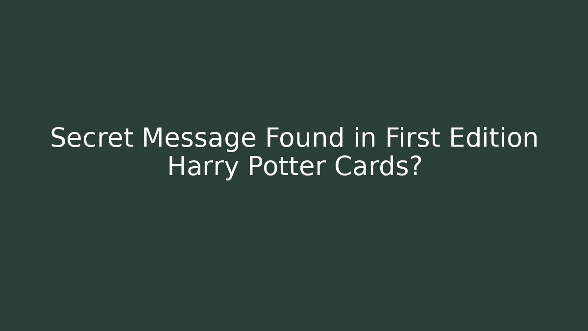 Secret Message Found in First Edition Harry Potter Cards?