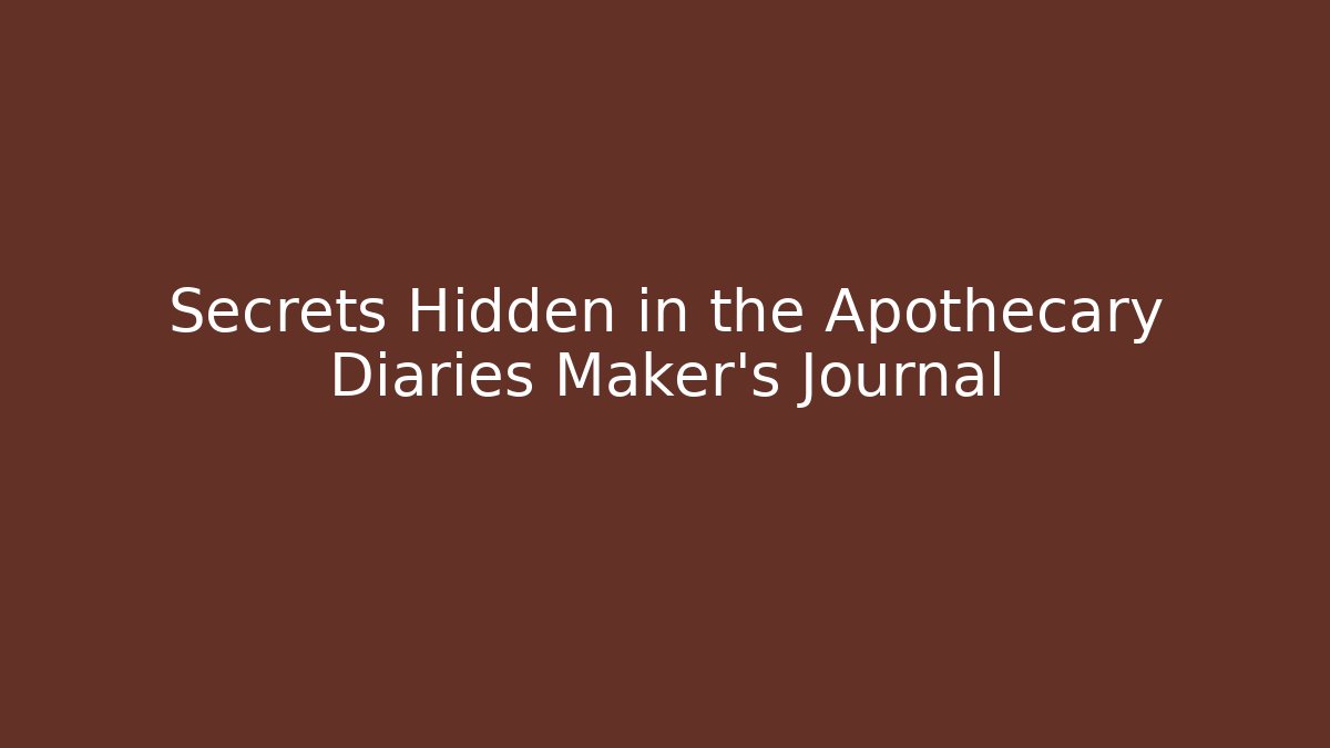 Secrets Hidden in the Apothecary Diaries Maker's Journal