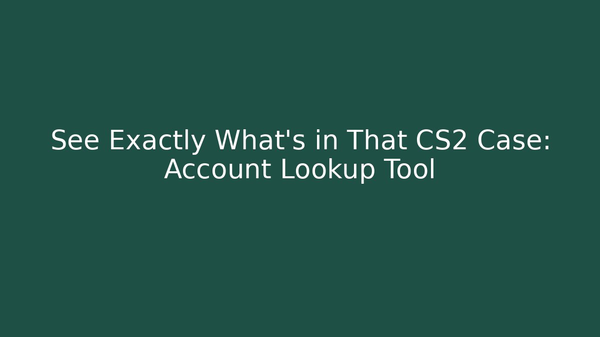 See Exactly What's in That CS2 Case: Account Lookup Tool