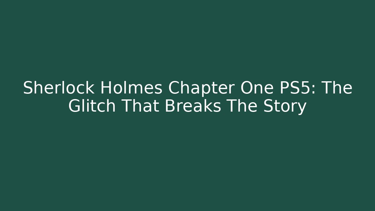 Sherlock Holmes Chapter One PS5: The Glitch That Breaks The Story