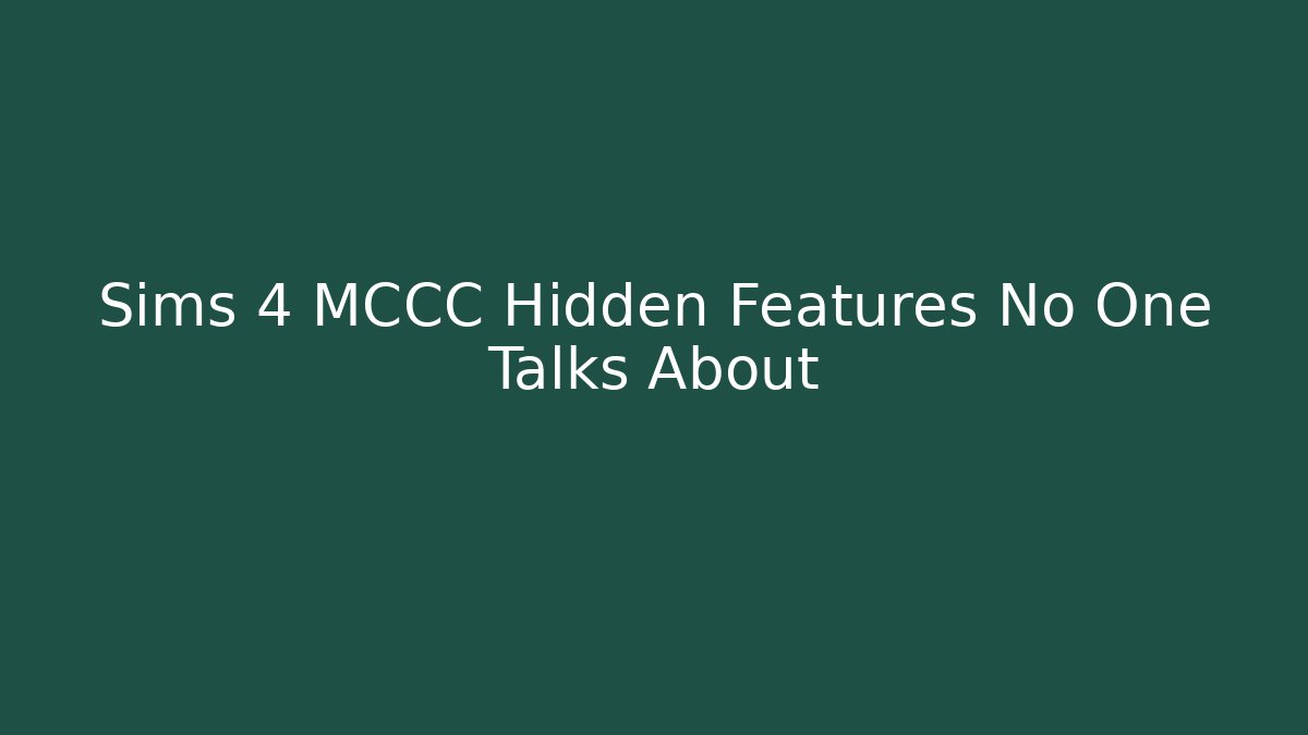 Sims 4 MCCC Hidden Features No One Talks About - Buddy Program